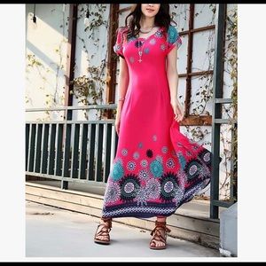 Pink summer maxi dress